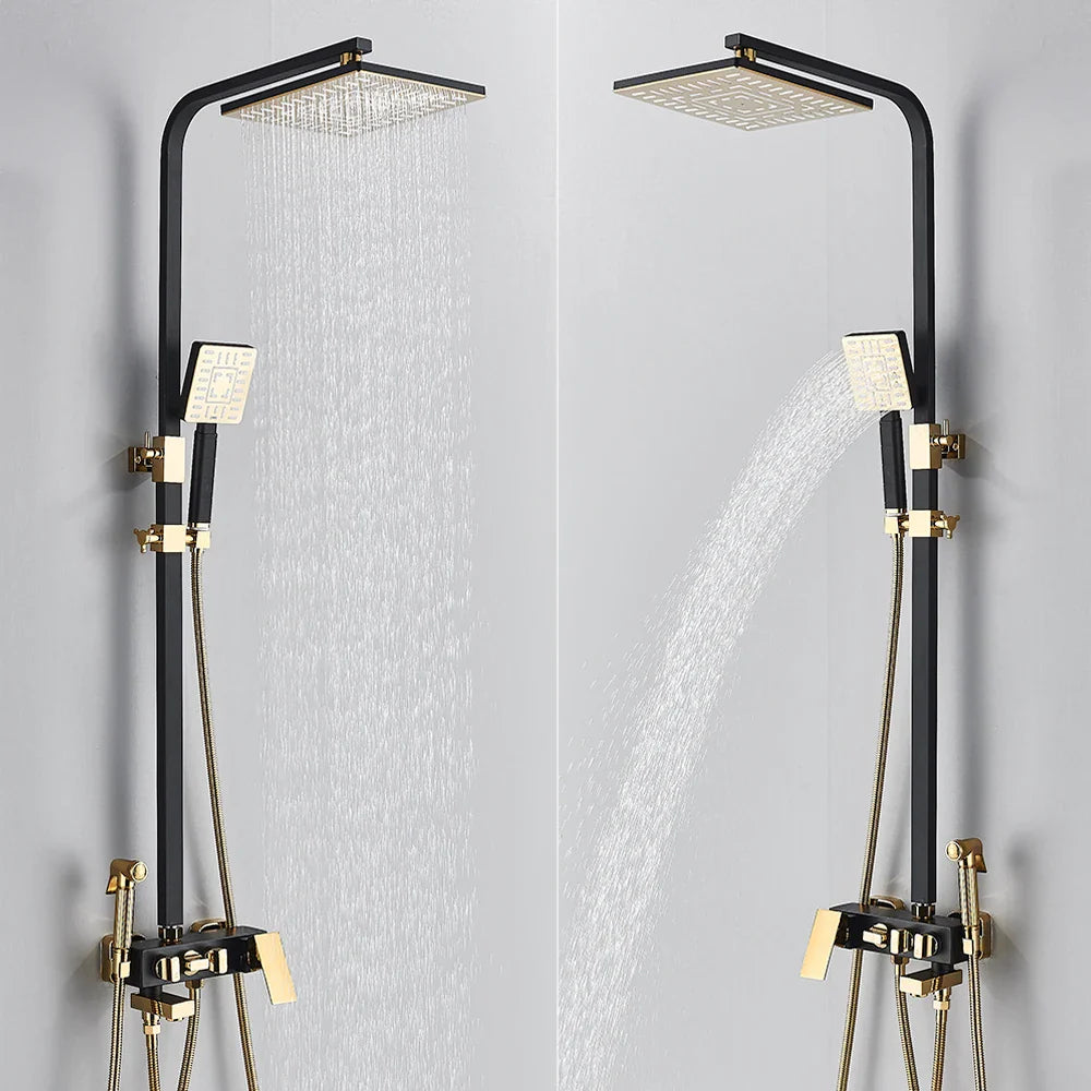 Afralia™ 8" Rainfall Shower Set with Bidet Function, Wall Mounted Hot Cold Mixer Tap