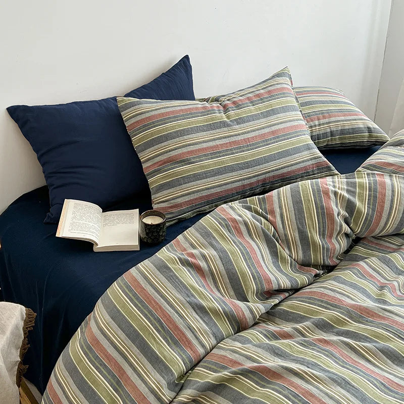 Afralia™ Super-Soft Wrinkled Yarn Bedding Sets | Washed Cotton Quilt Kit for Single/Double Bed