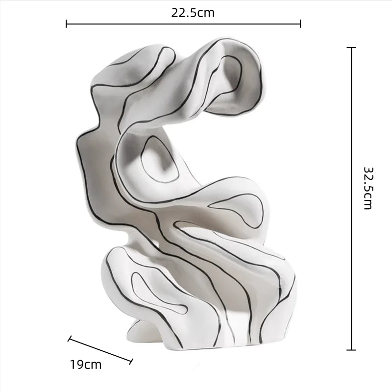 Afralia™ Wave-folded Ceramic Abstract Sculpture Handcrafted Statue Home Decor Figurine