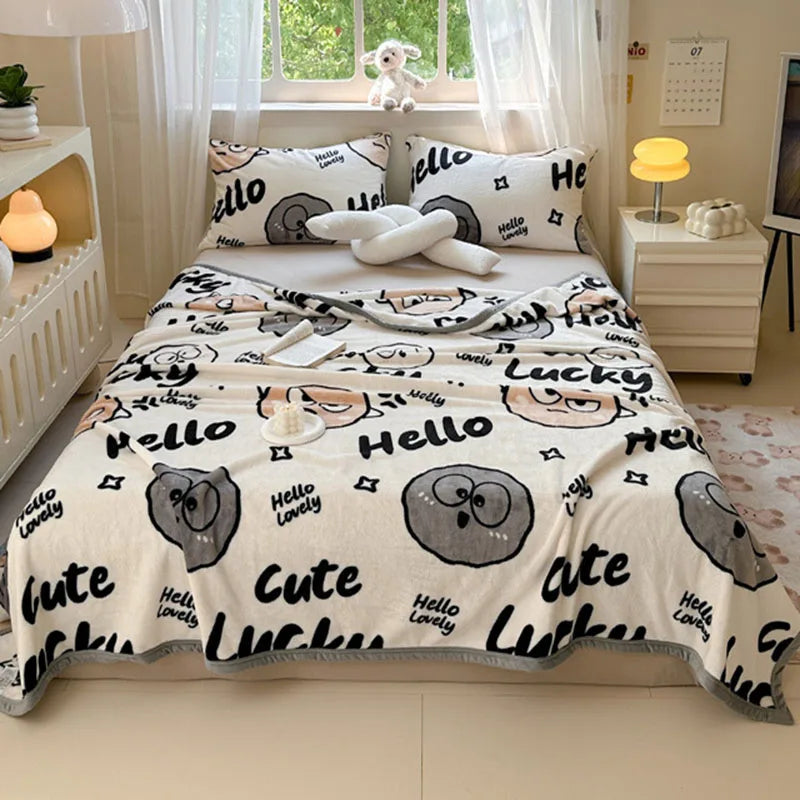 Afralia™ Flower Printed Milk Velvet Blanket: Soft Sofa Cover for Winter Warmth