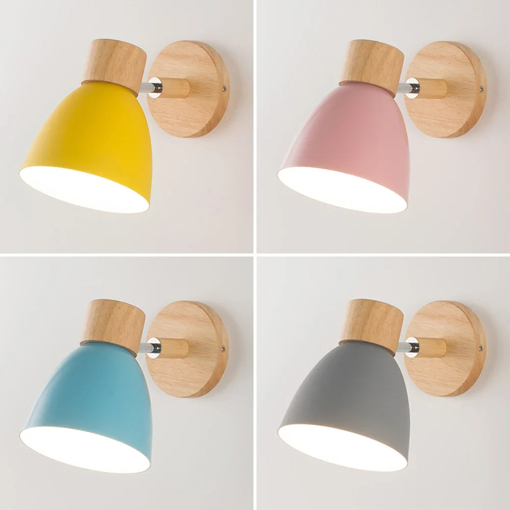 Afralia™ Nordic Wood LED Wall Lamp Modern Bedroom Living Room Sconce Lighting