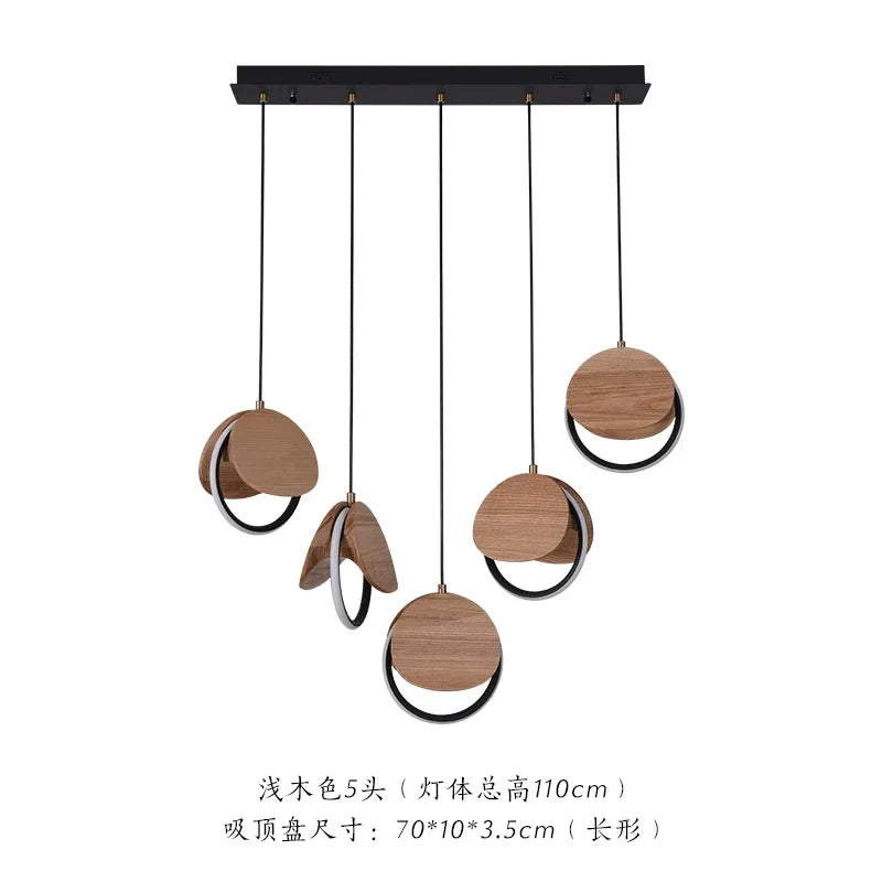 Afralia™ Solid Wood Pendant Light: Creative Art LED Lighting for Kitchen, Restaurant, and Home Decor