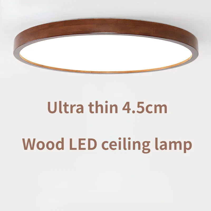 Afralia™ Walnut Round Wood Ceiling Lamp: Nordic Chandelier for Bedroom, Study, Balcony & Corridor