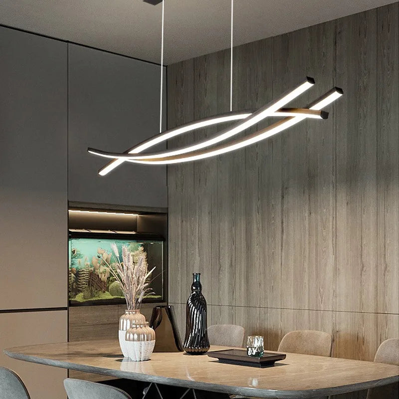 Afralia™ Aluminum Suspension LED Chandelier for Kitchen Dining Table Island