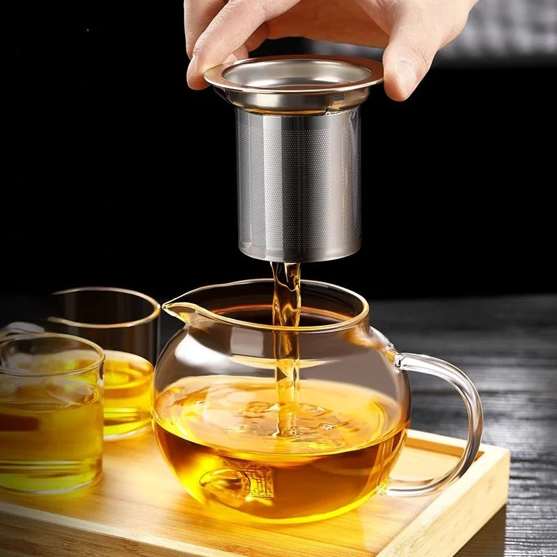 Afralia™ Glass Teapot: 650ml Filter Coffee & Tea Kettle for Home, Kung Fu Style