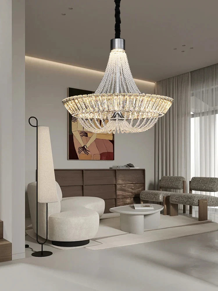 Afralia™ Crystal Ceiling Chandelier - Elegant Two-story Room Decor