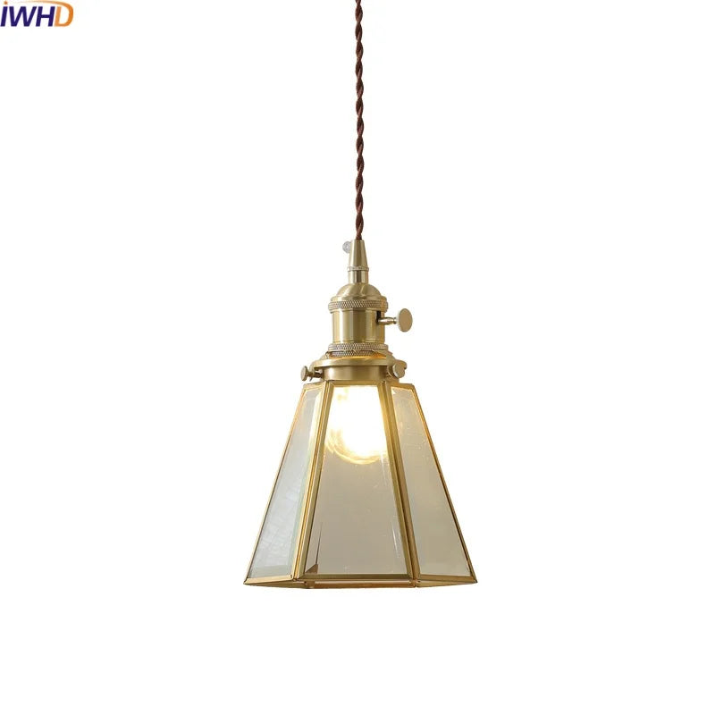 Afralia™ Glass Copper Pendant Light Modern LED Hanging Light for Home Decor