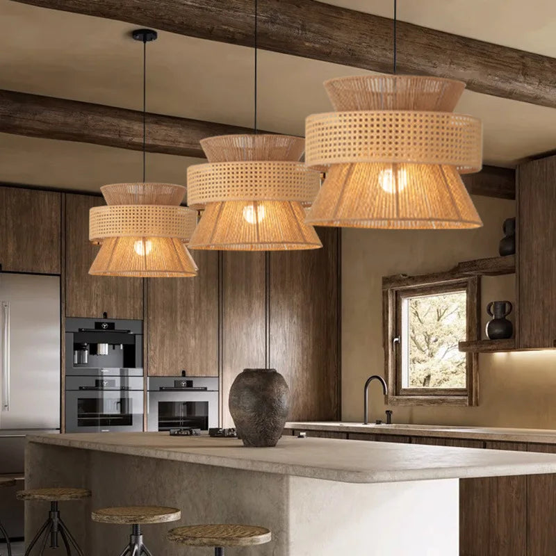 Afralia™ Handmade Hemp Rope Chandelier Pendant Light for Restaurant and Cafe