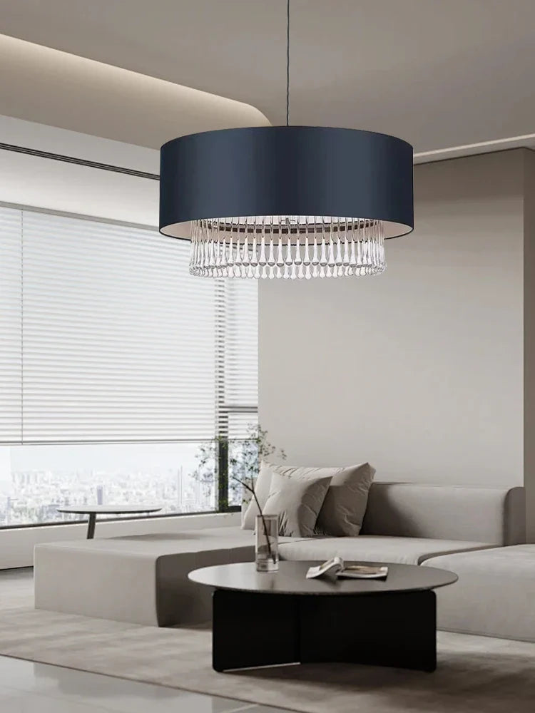 Afralia™ Textile Crystal Pendant Lamps: Stylish LED Home Decor for Living Room, Cafe, Store