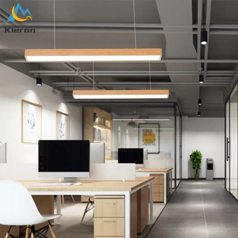 Afralia™ Wood-colored LED Chandelier: Nordic Modern Iron Art Pendant Lamps for Home Decor