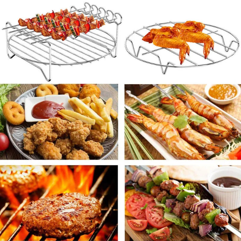 Afralia™ Double Layer Stainless Steel BBQ Skewers Holder - Kitchen Tool