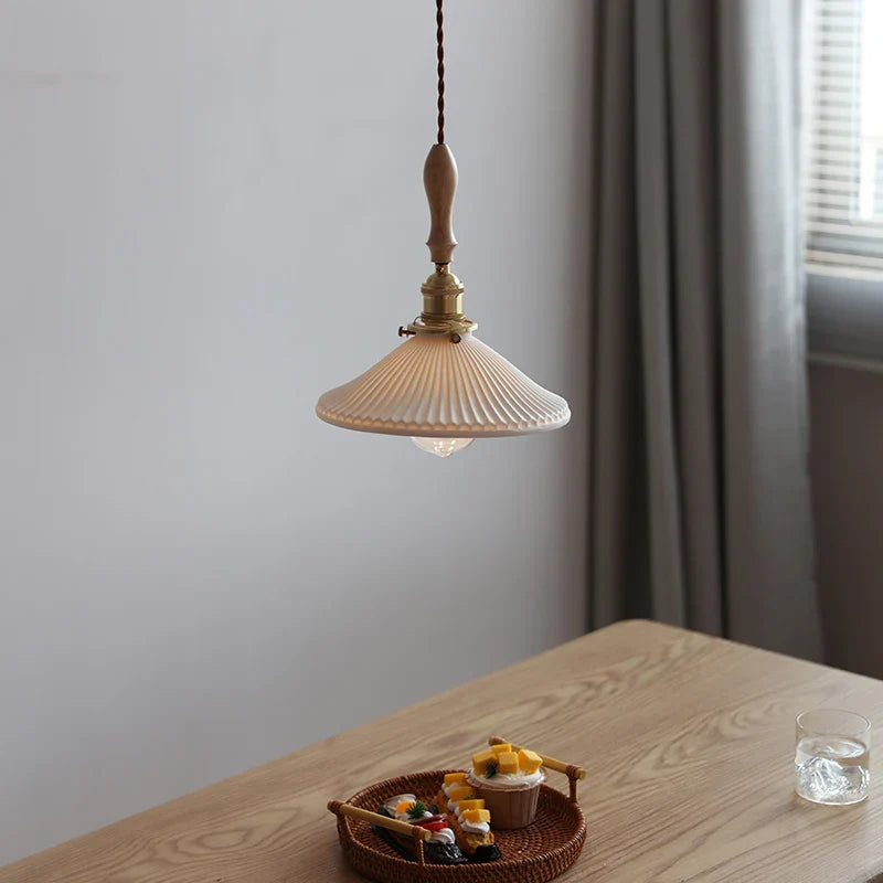 Afralia™ Ceramic LED Pendant Lights with Ash Wood Nordic Design