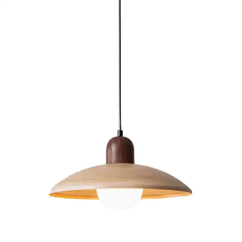 Afralia™ Japanese Wooden Stone Chandelier Pendant Light, Wabi-Sabi Style Yellow Cavity-Stone Lamp