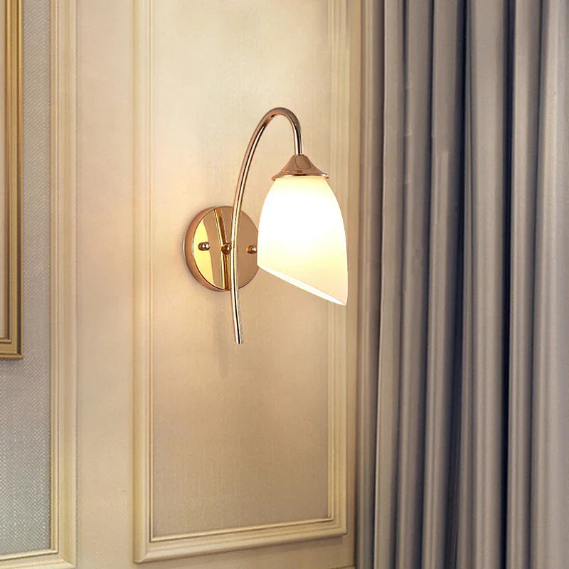 Afralia™ Gold Glass Wall Lamp Bedroom Sconce for Hotel Living Room Aisle Staircase