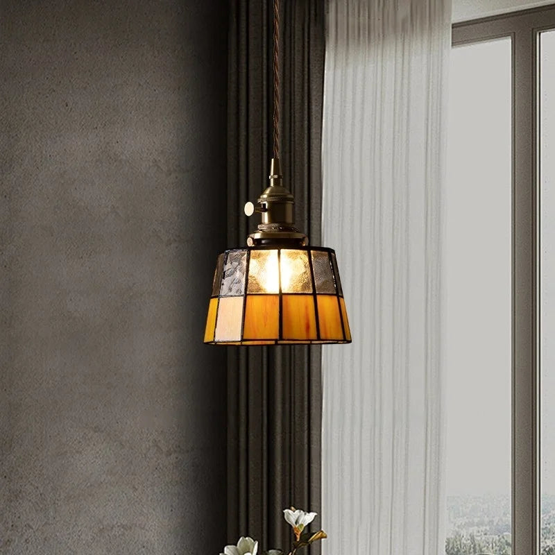 Afralia™ Japanese Vintage LED Copper Pendant Lamp for Kitchen Bar Cafe Living Room