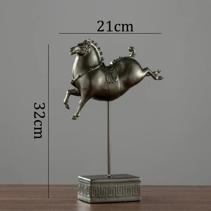 Afralia™ Terracotta Warrior Horse Sculpture Resin Knight Figurine Home Decor Gift