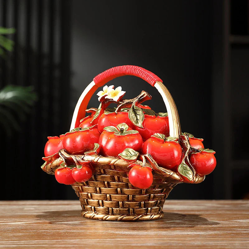 Afralia™ Persimmon Tree Apple Fruit Basket Home Decoration Figurines