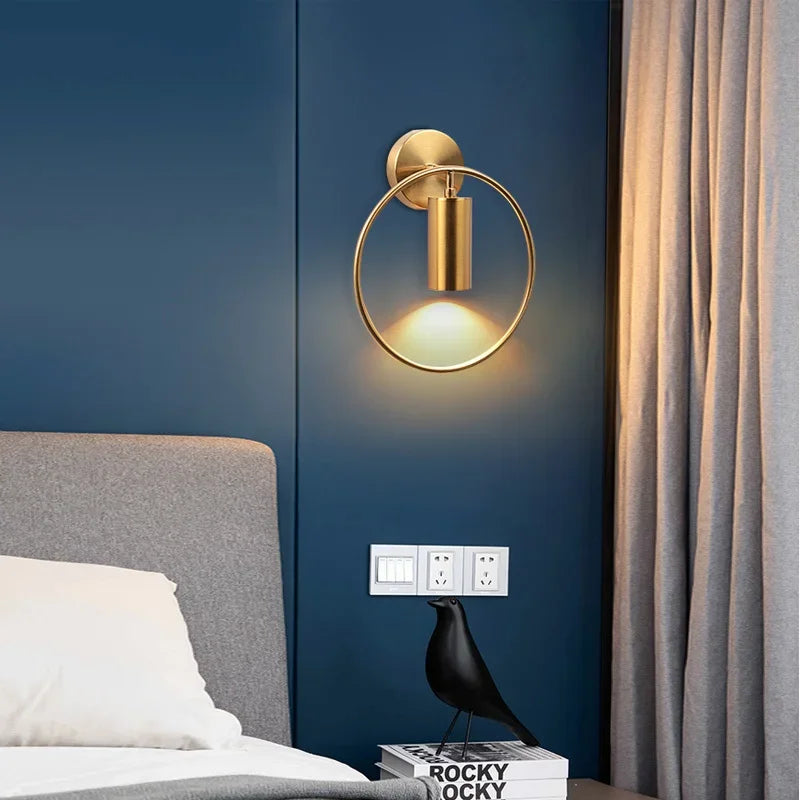 Afralia™ Luxury Brass Plating LED Wall Lamp - Modern Nordic Bedroom Office Decor