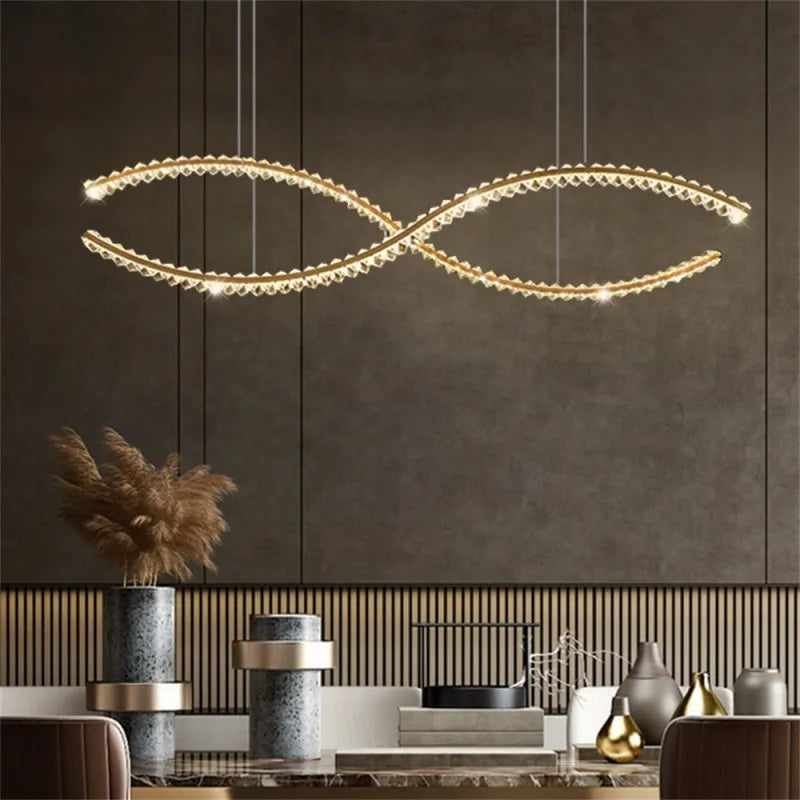 Afralia™ Crystal LED Pendant: Modern Minimalist Chandelier for Home Dining Living Room Decor