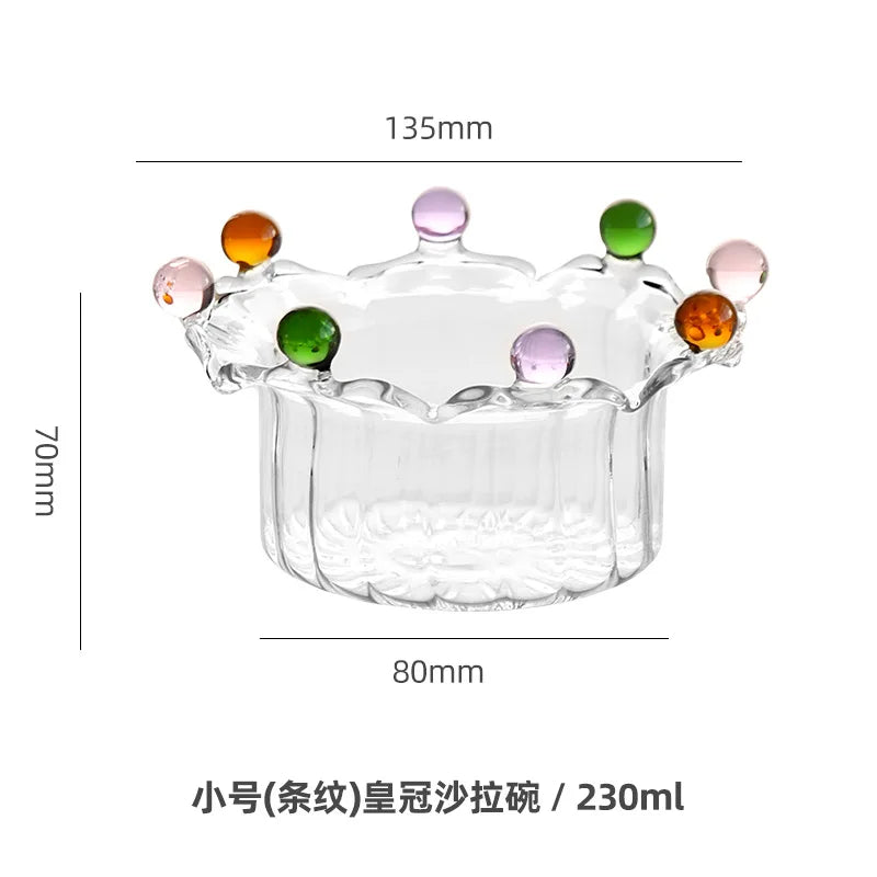 Afralia™ Clear Glass Fruit Bowl Plate Snack Dish Cake Dessert Cup Large Capacity