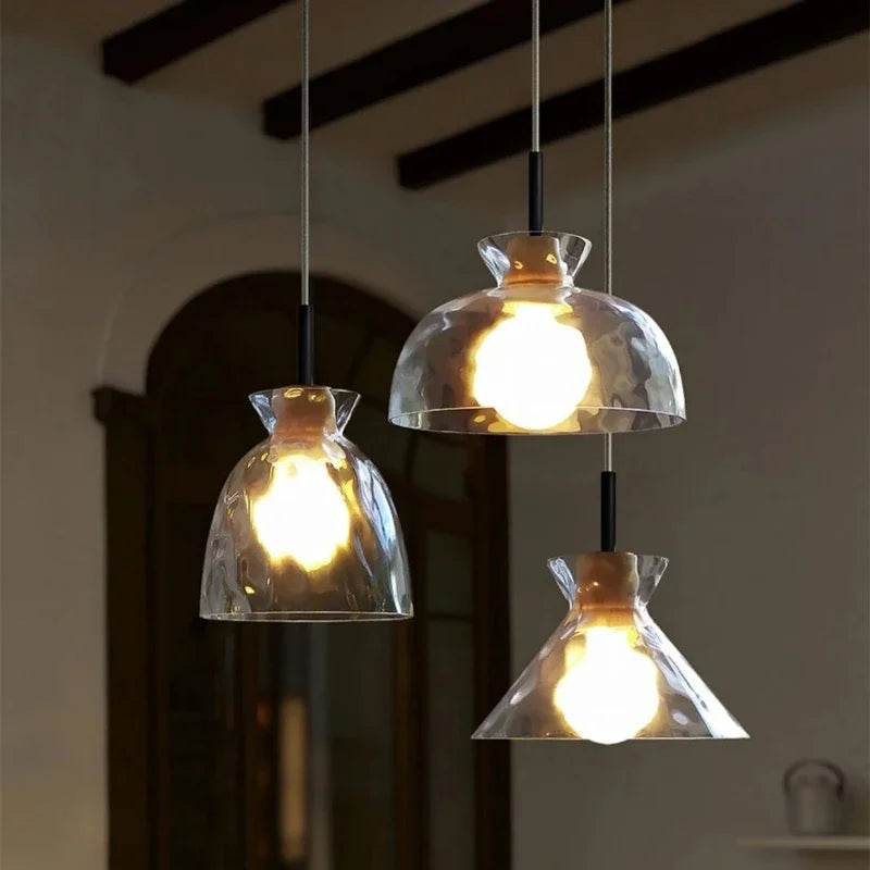 Afralia™ Clear Glass Pendant Lamp with LED Lights for Home Decor
