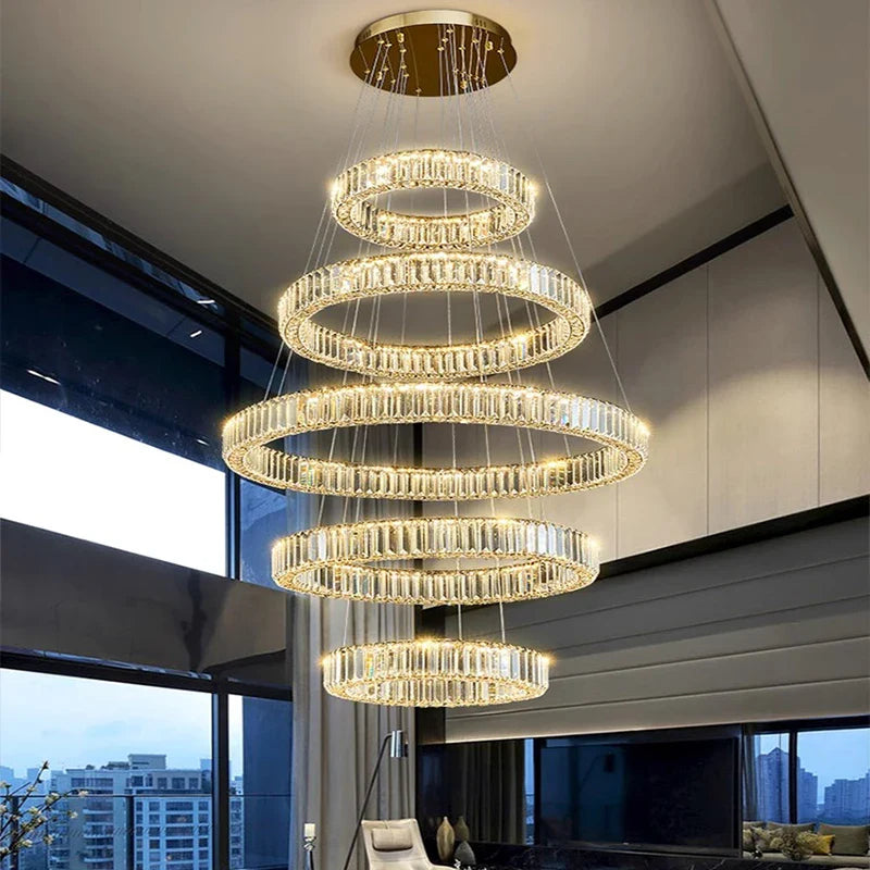 Afralia™ Crystal Chandelier Pendant Light for Living Room, Staircase, and Ceiling - Luxury Indoor Lighting