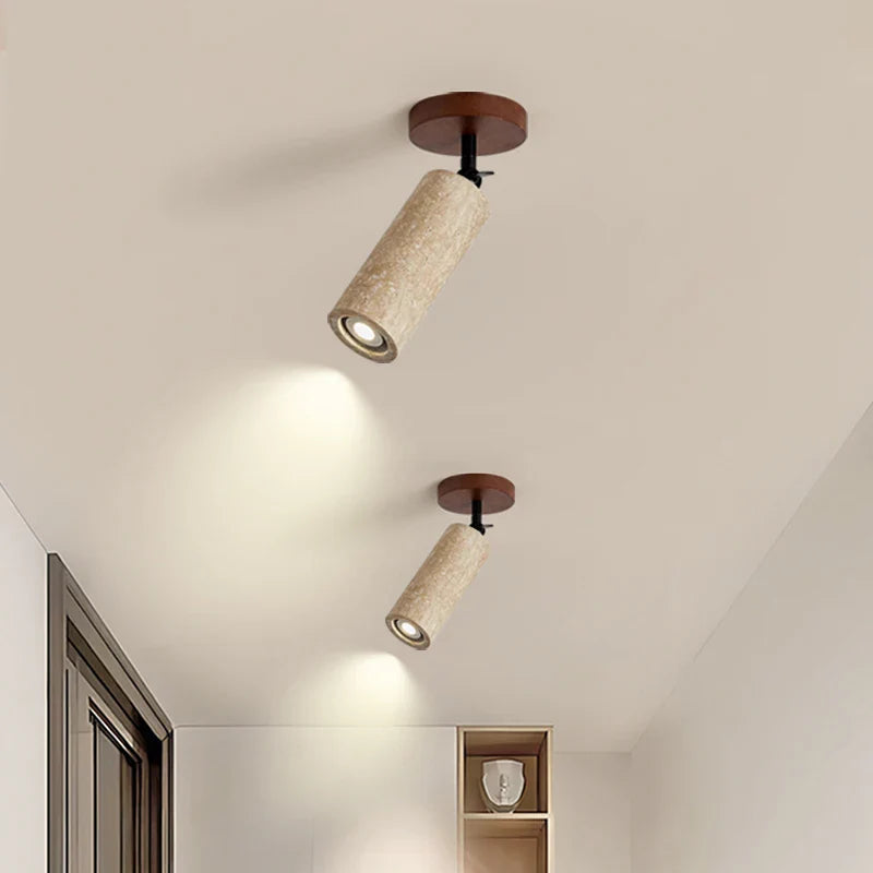 Afralia™ Yellow Travertine LED Ceiling Light - Modern Wabi-sabi Style for Living Room