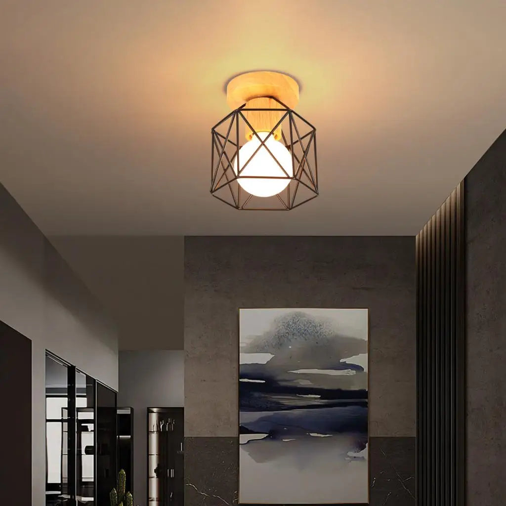Afralia™ Wrought Iron Industrial Ceiling Light Fixture Vintage Lighting for Corridor Kitchen Balcony