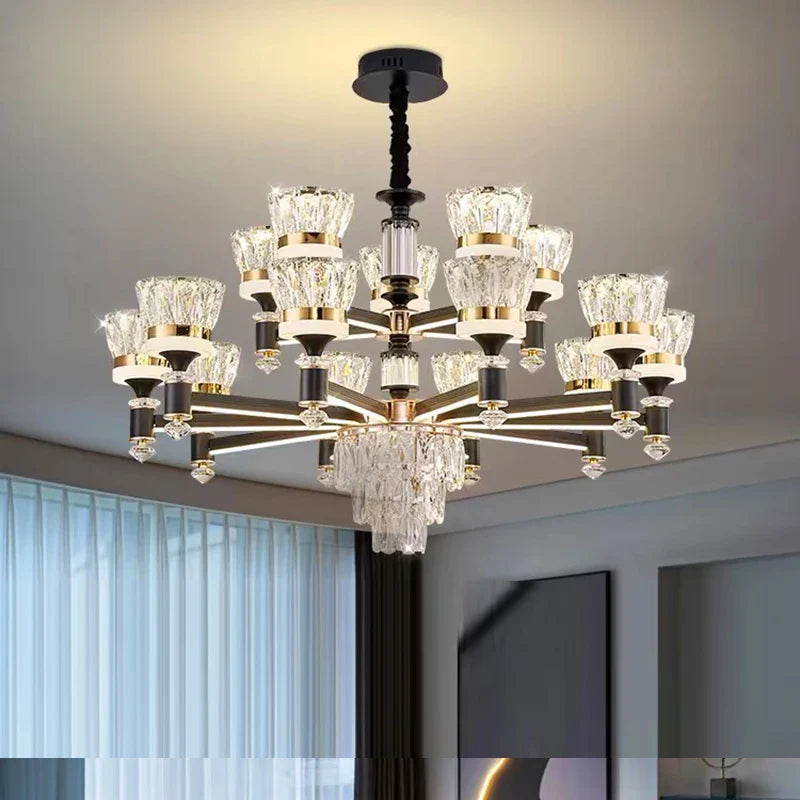 Afralia™ Crystal Chandelier Pendant Light for Living and Dining Room Luxury Home Decor