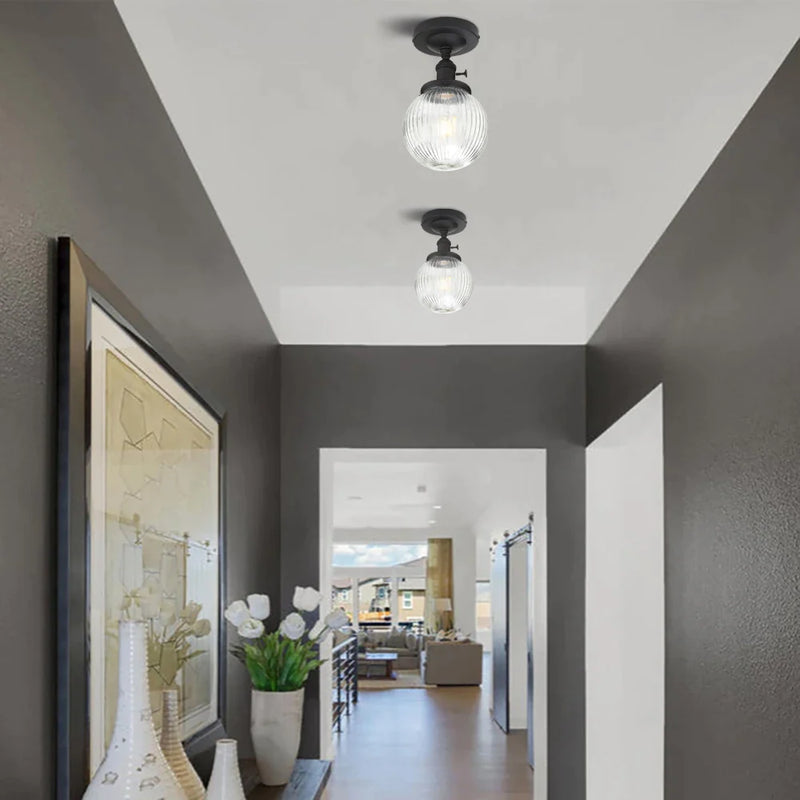Afralia™ Glass Globe Semi Flush Mount Ceiling Light Fixture