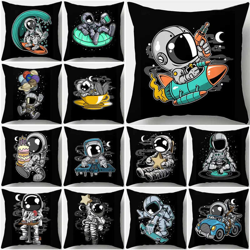 Afralia™ Spacemen Rocket Theme Astronaut Pillowcase - Creative Home Decor for Sofa & Kids Room