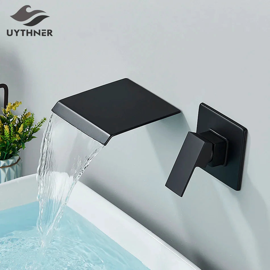 Afralia™ Waterfall Basin Faucet Wall Mounted Hot Cold Mixer for Bath Sink.