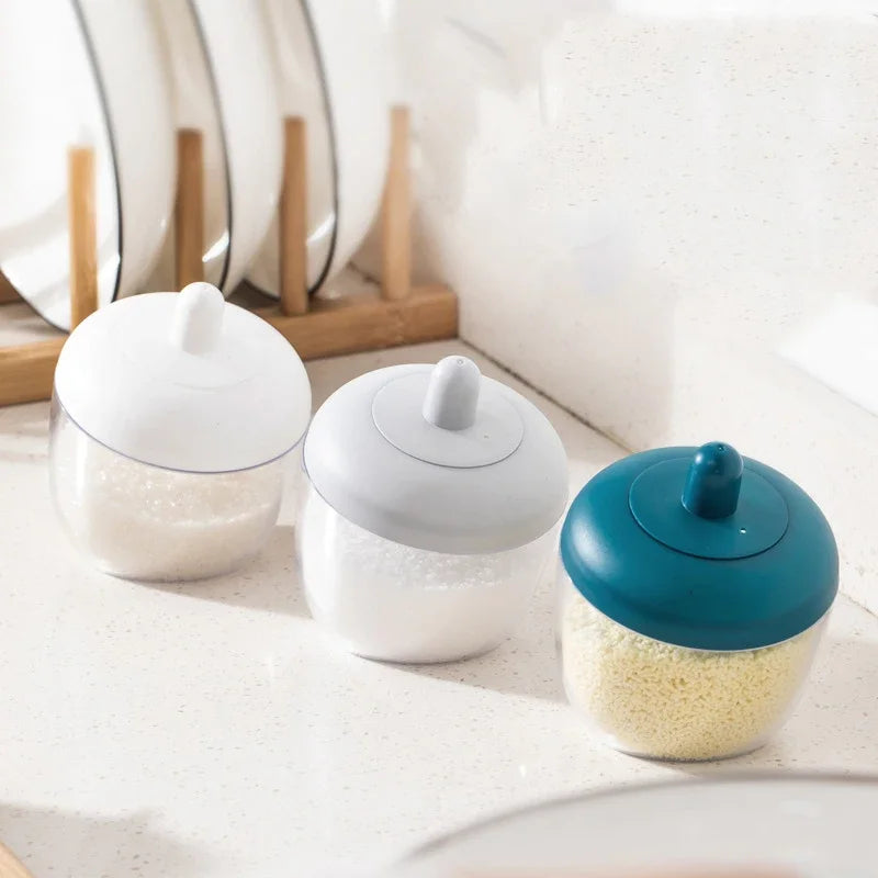 Afralia™ Salt Shaker Seasoning Box with Spoon - Kitchen Spice Tool