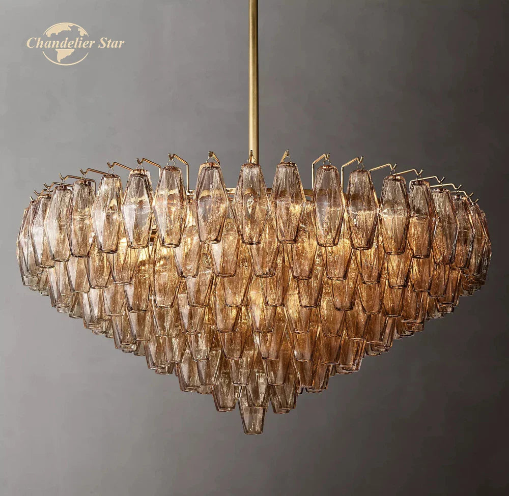 Afralia™ Smoke Glass Tiered Round Chandelier for Living Room, Bedroom, Dining Room