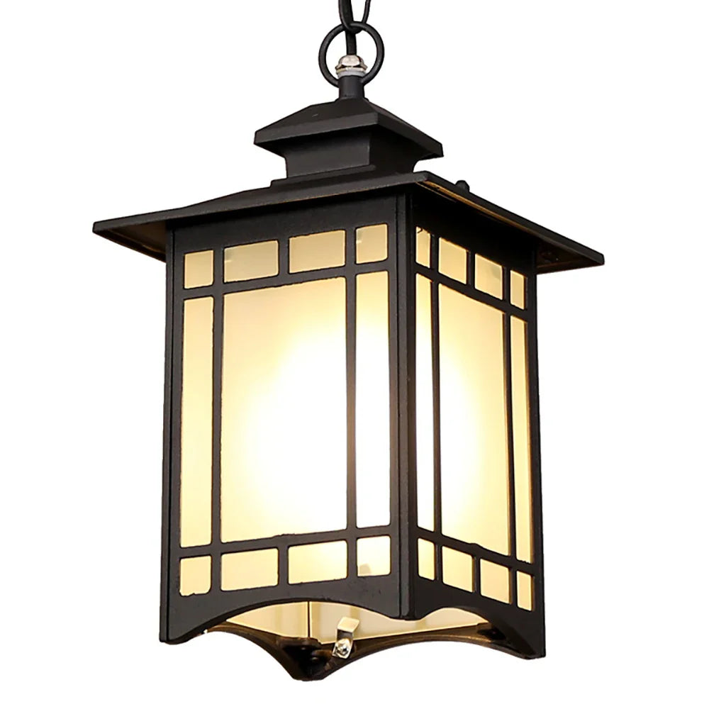 Afralia™ Vintage Glass Chandeliers Outdoor Pendant Lamp Garden Hanging Light
