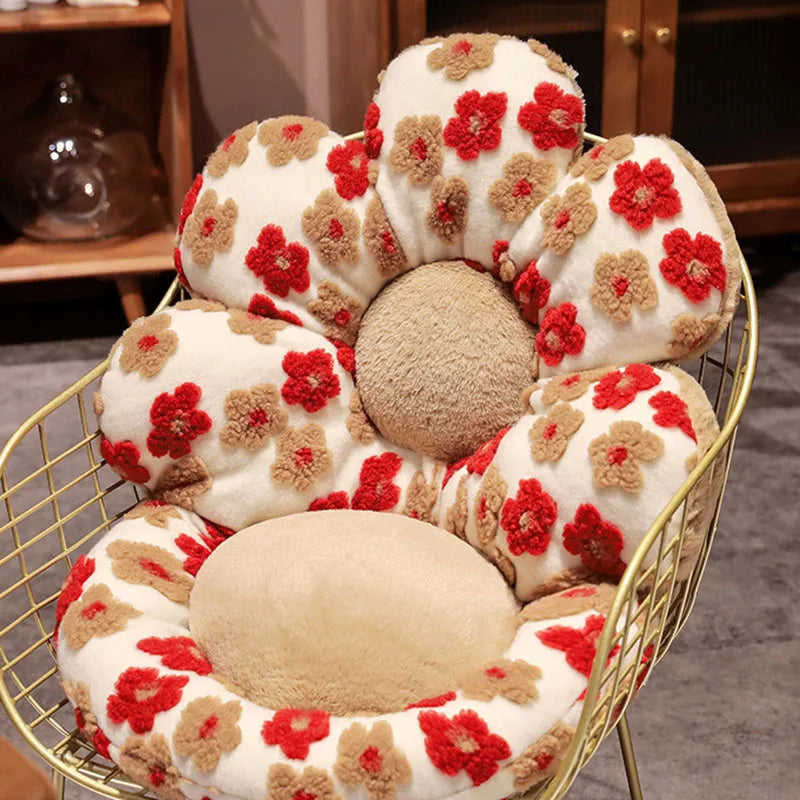 Afralia™ Faux Rabbit Velvet Flower Lamb Wool Cushion | Autumn Winter Warm Backrest
