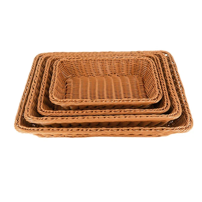 Afralia™ Wicker Basket Tray for Food Fruit Bread Cosmetic Tabletop Storage
