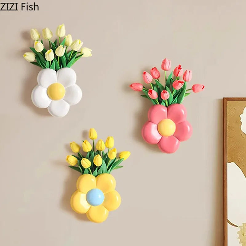 Afralia™ Cartoon Flower Vase: Desk & Wall Décor for Aesthetic Rooms