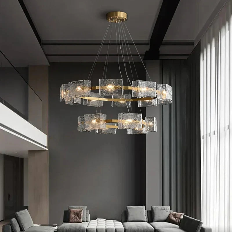 Afralia™ Water Ripples Glass Chandelier Light for Living Room Restaurant Bedroom Kitchen Island