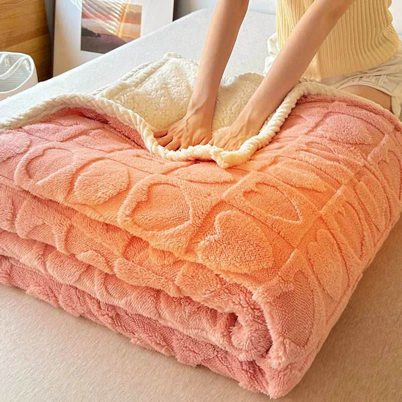 Afralia™ Plaid Jacquard Lamb Fleece Blanket: Soft & Cozy Single Size for All Seasons