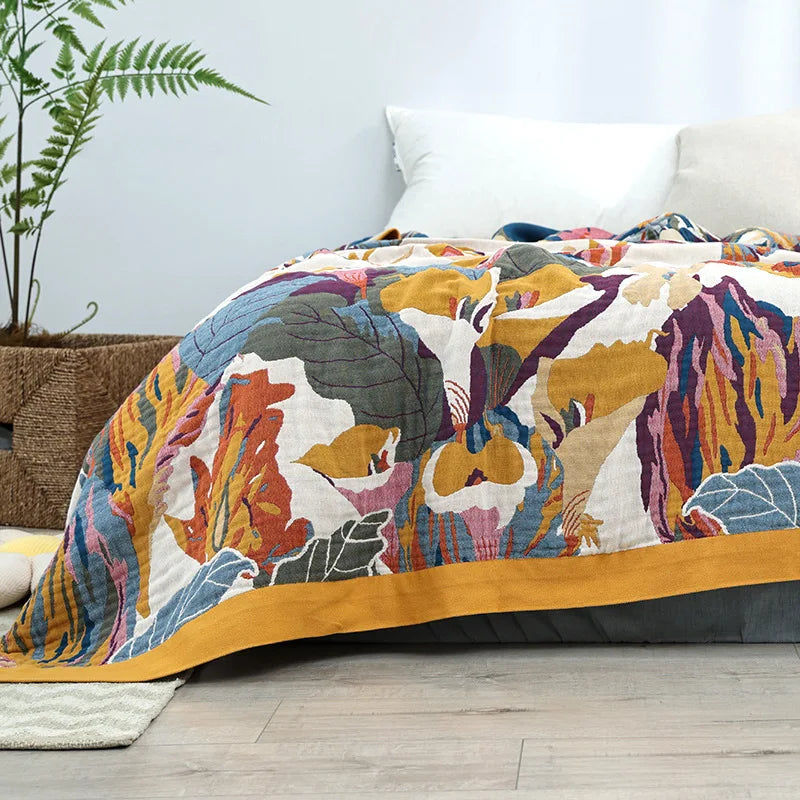 Afralia™ Cotton Gauze Air-Conditioning Blanket - Luxury European Leisure Blanket