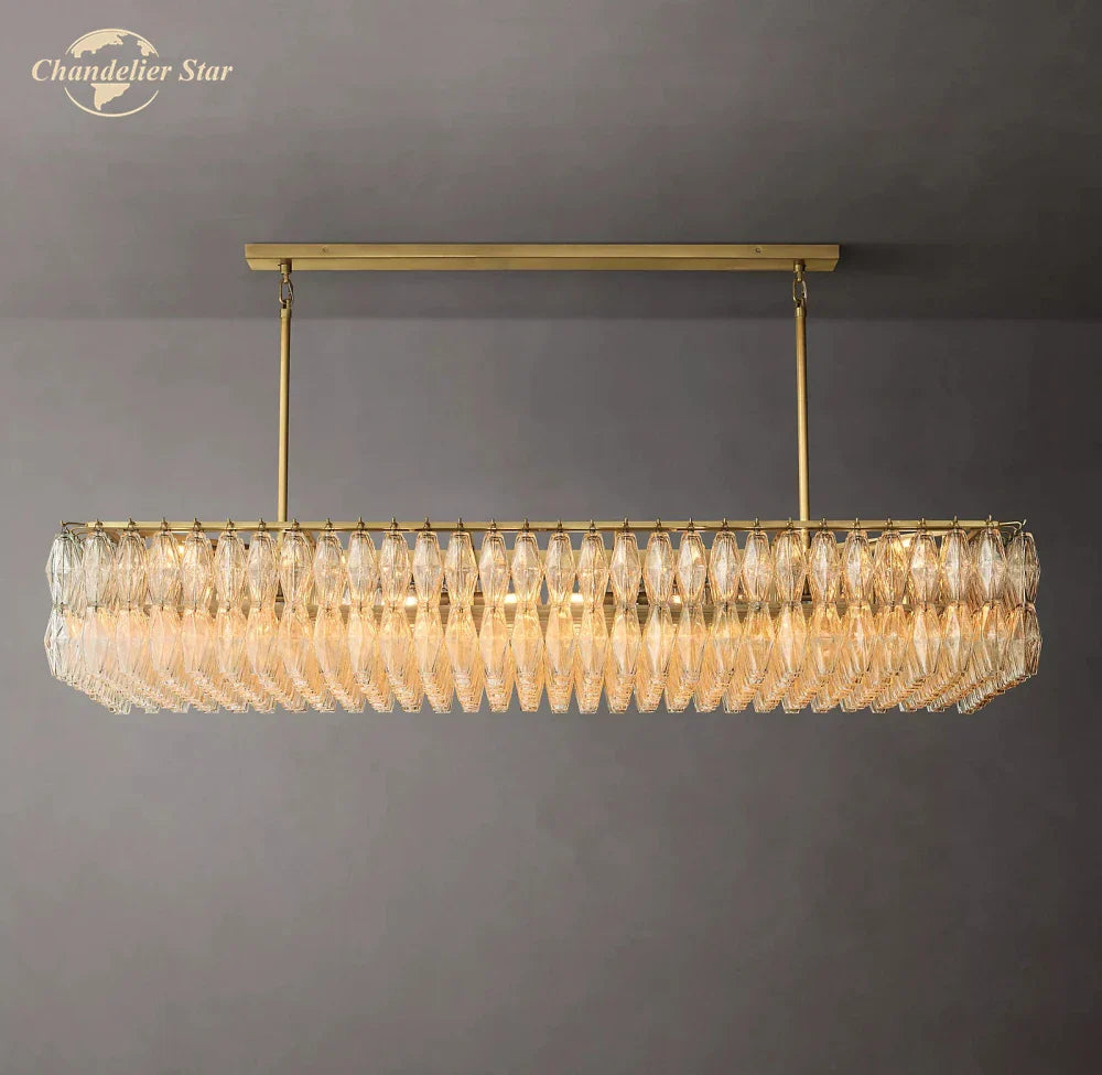 Afralia™ Modern Farmhouse Clear Glass Chandelier - Chic Dining & Living Room Hanging Light