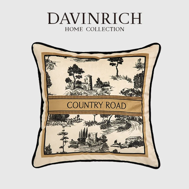 Afralia™ Toile de Jouy Retro Cushion Covers INS Modern Farmhouse Throw Pillow Case