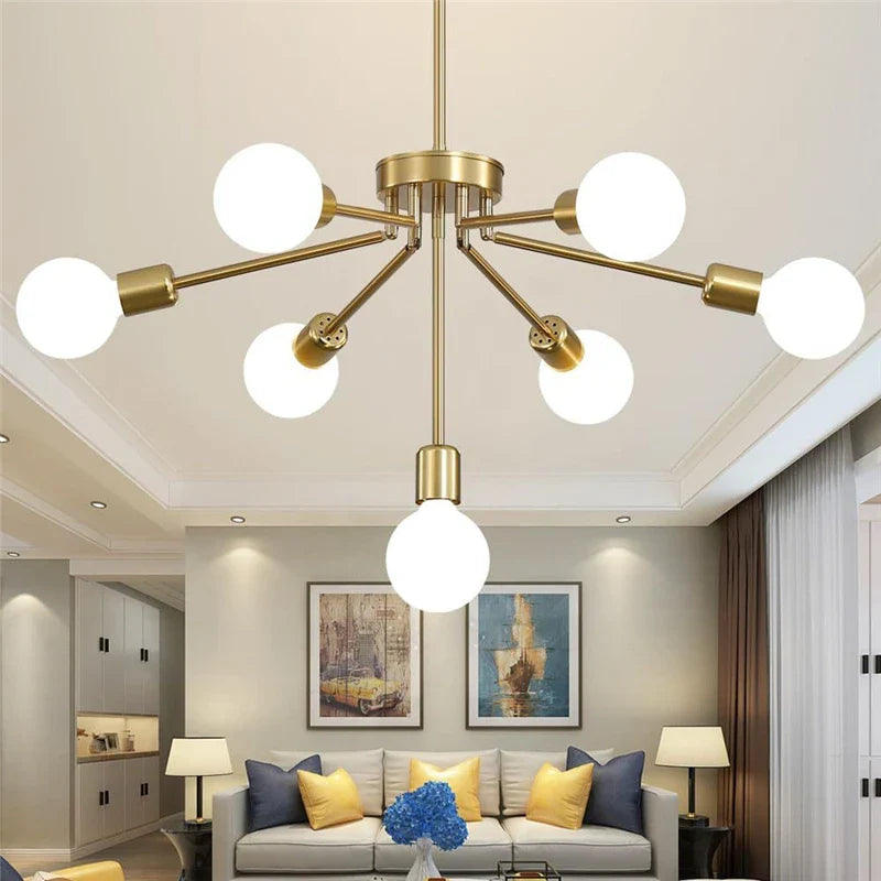 Afralia™ 8-Head Nordic Ceiling Chandelier in Black White Gold for Modern Home Decor