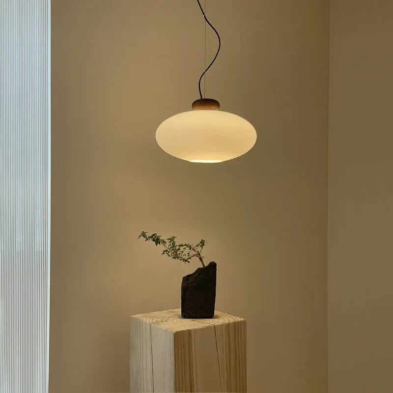 Afralia™ Nordic Wood Glass Pendant Light Chandelier for Dining Room and Bar Home Decor