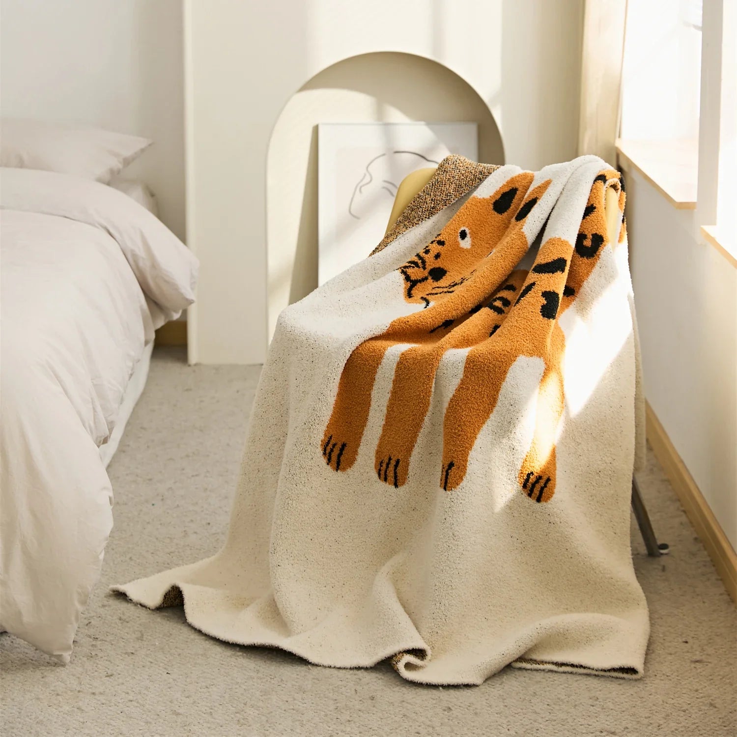 Afralia™ Kawaii Cat Jacquard Knitted Blanket