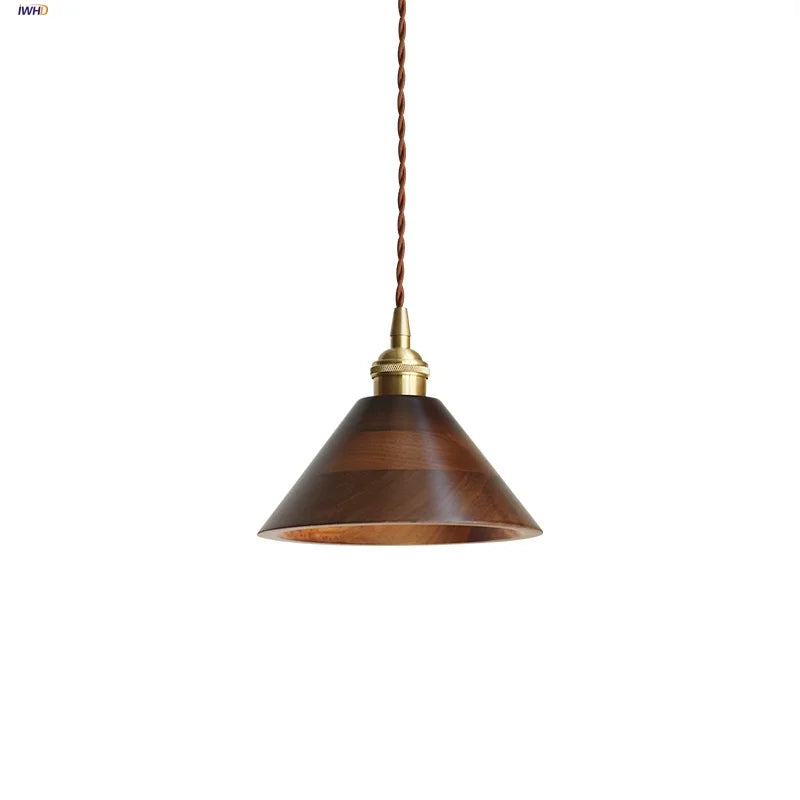 Afralia™ Walnut Wood LED Pendant Lamp 200cm Adjustable Nordic Modern Hanging Light