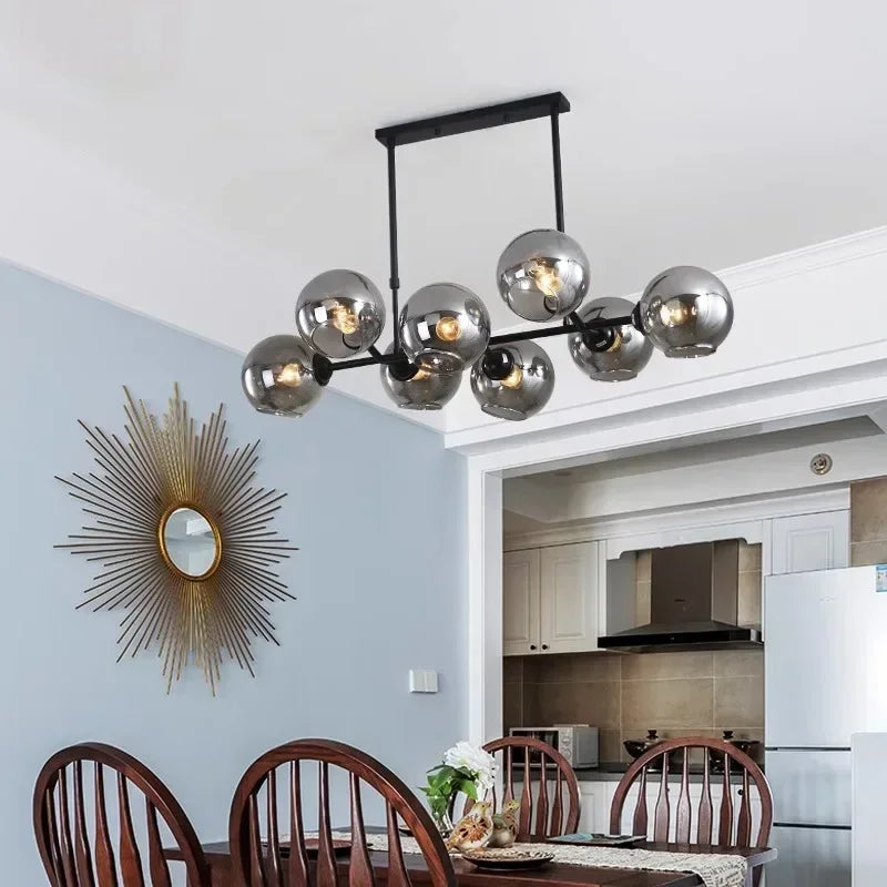 Afralia™ LED Glass Ball Pendant Light for Dining Kitchen Bedroom Chandelier Island Decor
