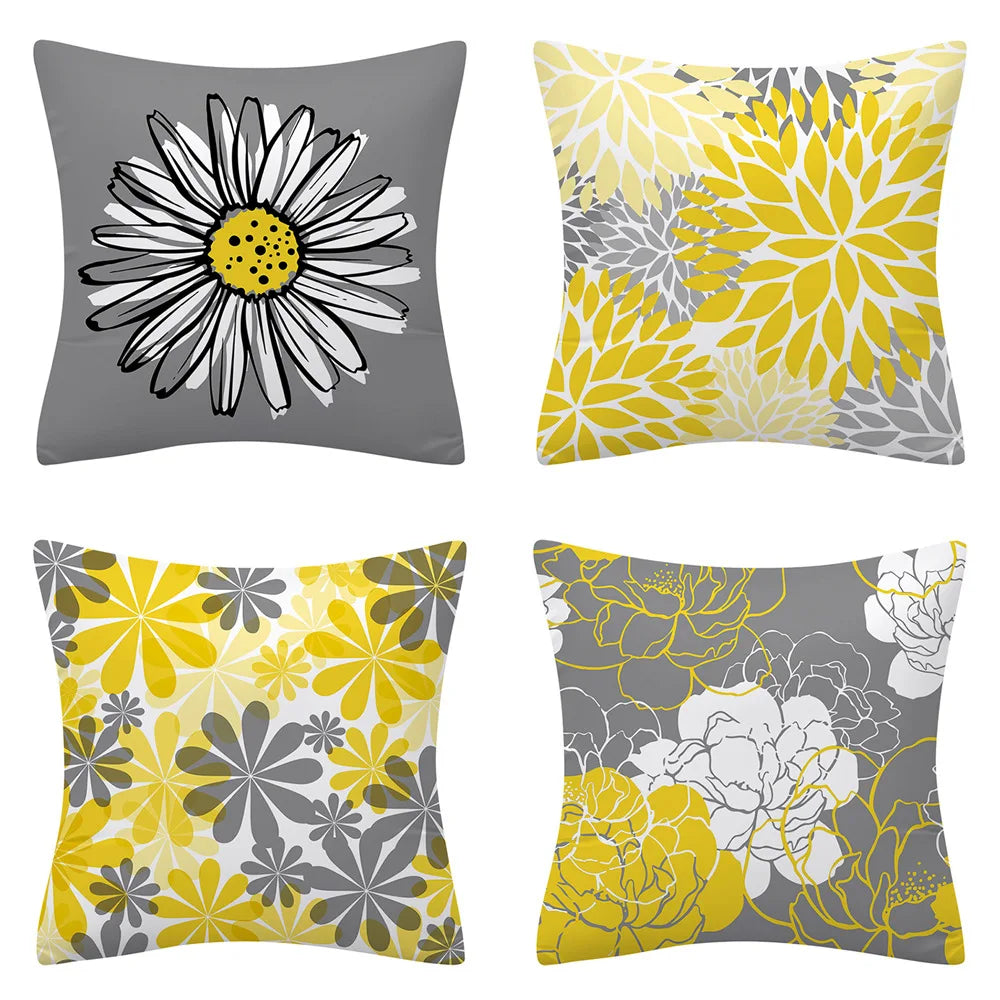 Afralia™ Modern Daisy Grey Pillow Covers for Couch, Living Room, Bed - Set of 2