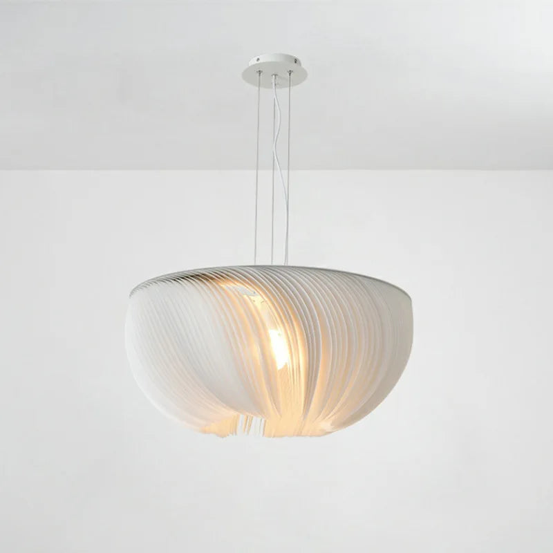Afralia™ White LED Pendant Light with Parchment Art Ceiling Lamp